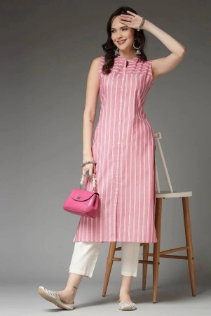 stylum-cotton-blend-striped-straight-womens-kurti-pink-pack-of-1-none