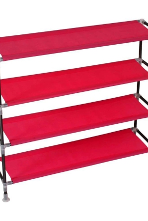 prettykrafts-metal-4-tier-shoe-rack-red