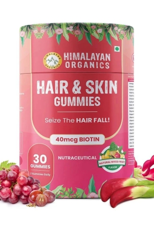 Himalayan Organics Hair & Skin Gummies 40 mcg Biotin For Hair Growth & Glowing Skin (30 Gummies)