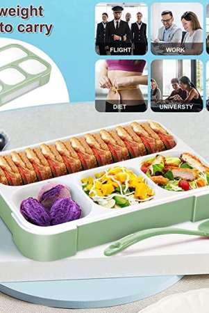 leak-proof-4-compartment-bento-box-microwave-freezer-safe-food-containers-with-spoon-for-adults-and-kids-pp-food-grade-plastic-4-partition-classic-green