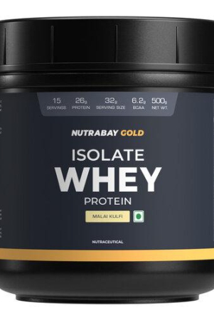 nutrabay-gold-whey-protein-isolate-powder-500g-malai-kulfi-26g-protein-62g-bcaa-easy-to-digest-nabl-lab-tested-muscle-growth-recovery-rich-in-glutamic-acid-for-men-women