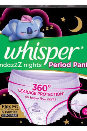 whisper-bindazzz-nights-period-panties-360-degree-leakage-protection-flex-fit-disposable-m-l-6-pcs