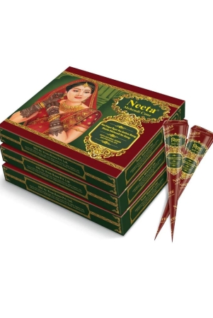 Neeta Mehendi Cones for Hand Desgning & Wedding, Bridal Mehandi Cone Reddish Brown Color 12 Pcs in 1 Box (Pack of 3)