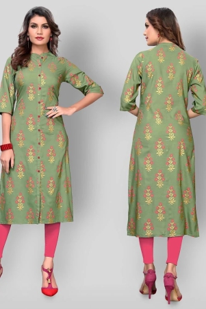 vbuyz-green-rayon-womens-front-slit-kurti-pack-of-1-s