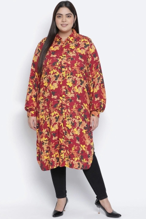 oxolloxo-maroon-yellow-viscose-rayon-shirt-collar-printed-tunic