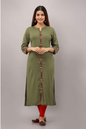 preksha-olive-rayon-womens-front-slit-kurti-pack-of-1-none