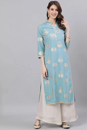 antaran-cotton-solid-straight-womens-kurti-blue-pack-of-1-none