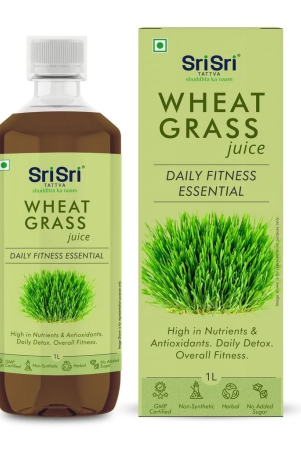 Sri Sri Tattva Wheat Grass Juice - Daily Fitness Essential | High In Nutrients & Antioxidants, Daily Detox, Overall Fitness | 1L