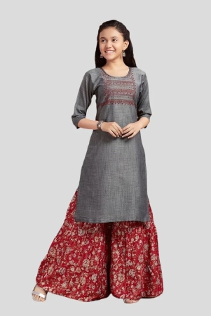 aarika-grey-cotton-girls-kurta-and-sharara-set-pack-of-1-none