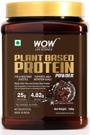 WOW LIFE SCIENCE PLANT BASED PROTEIN POWDER WITH THE TASTE OF CAFE MOCHA-500G