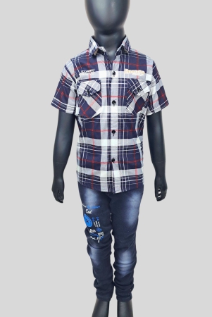 half-sleeves-checkered-shirt-black-wash-jeans-navy-blue-shirt-3-3-4-years