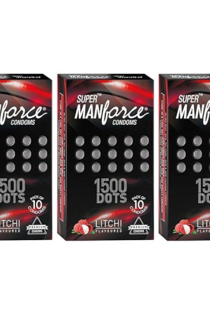 manforce-litchi-flavoured-1500-dots-combo-3-concealedconfidential-packaging-condom-set-of-3-30-sheets