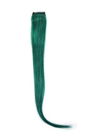 refynhair-100-natural-human-hair-extensions-wigs-dark-green-color-streax-20-inches-pack-of-1-streaks-highlighter-for-women-and-girls-rainbow-color-hair-extensions-for-festival-party