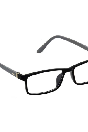 Hrinkar Trending Eyeglasses: Black and Grey Rectangle Optical Spectacle Frame For Men & Women |HFRM-BK-GRY-15