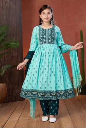 aarika-sea-green-rayon-girls-anarkali-suit-set-pack-of-1-none