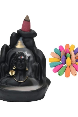 craftam-polyresin-adiyogi-smoke-backflow-incense-cone-holder-with-20-scented-incenses