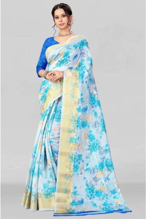 leelavati-blue-cotton-saree-with-blouse-piece-pack-of-1-blue