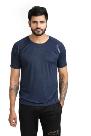 men-solid-round-neck-polyester-blue-t-shirt