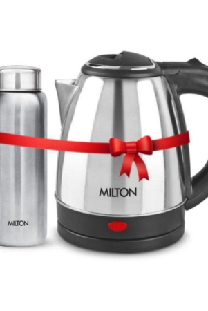 milton-combo-set-go-electro-stainless-steel-kettle-15-litres-silver-and-aqua-750-stainless-steel-water-bottle-750-ml-silver-office-home-kitchen-travel-water-bottle