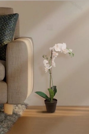 Artificial White Orchid Potted Plant