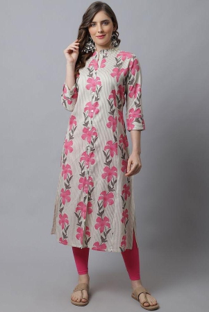 Pistaa Viscose Printed Front Slit Women''s Kurti - Pink ( Pack of 1 ) - None