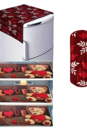 fabolic-set-of-5-polyester-maroon-fridge-top-cover-maroon