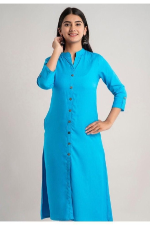 mauka-blue-rayon-womens-front-slit-kurti-pack-of-1-none