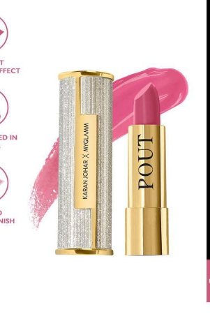 MyGlamm POUT by Karan Johar - Poutitude (Fuschia Pink Shade) | Moisturising, Pigmented, Bullet Plumping Lipstick For Petal Glow Finish (3.5g)