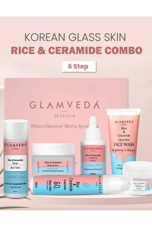 glamveda-korean-glass-skin-rice-ceramide-6-step-daily-skincare-routine-for-women-with-giftbox-face-wash-toner-serum-under-eye-cream-moisturizer-sunscreen