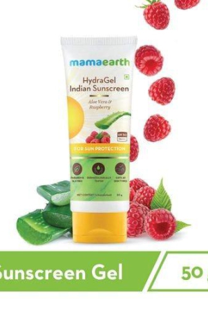 Mamaearth HydraGel Indian Sunscreen SPF 50, with Aloe Vera & Raspberry, for Sun Protection (50gm)