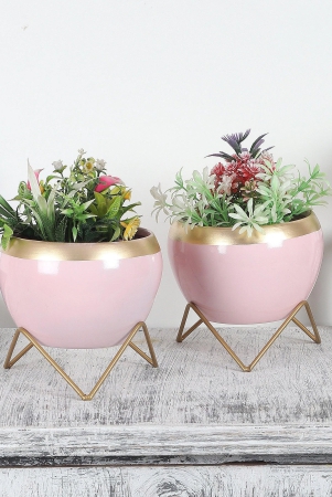 apple-shape-metal-pink-gold-planter-set-of-2-pink-gold