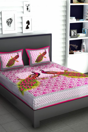 urban-magic-pink-cotton-double-bedsheet-with-2-pillow-covers-pink