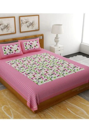 uniqchoice-cotton-double-bedsheet-with-2-pillow-covers-pink