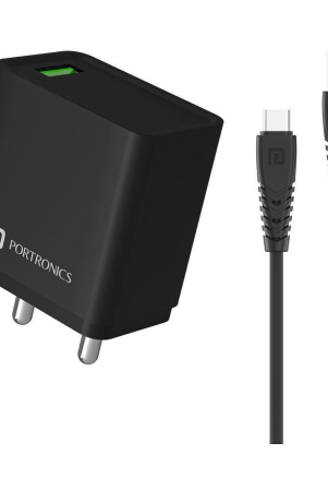 Portronics - Type C 3A Wall Charger - Black