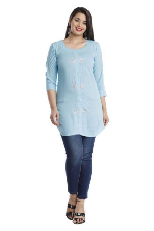 highlight-fashion-export-blue-viscose-womens-straight-kurti-pack-of-1-m