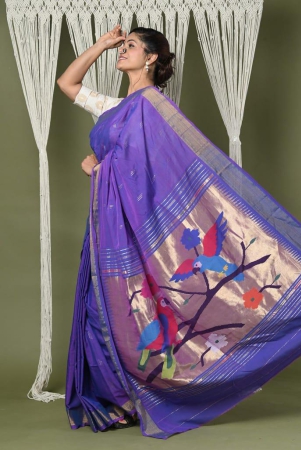 -exclusive-handloom-pure-cotton-paithani-with-peacock-pallupurple