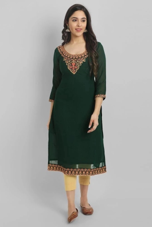 jash-creation-green-georgette-womens-straight-kurti-pack-of-1-none