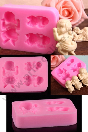 Cake Decor 3 Cavity Silicon Sleeping Baby Fondant Marzipan Mould