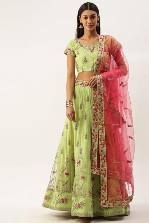 om-shantam-sarees-greenpink-net-chaniya-choli-semi-stitched-lehenga-single-free-size