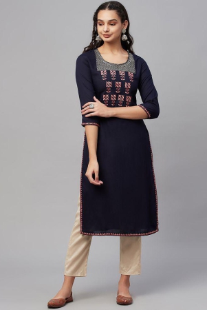 amiras-indian-ethnicwear-navy-blue-rayon-womens-straight-kurti-pack-of-1-none