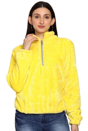 ppthefashionhub-faux-fur-womens-non-hooded-sweatshirt-yellow-none