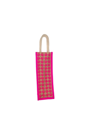 chic-pink-jute-water-bottle-bag-with-handles