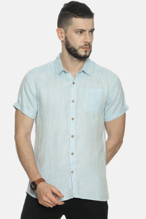 men-sky-blue-hemp-casual-half-sleeve-shirt