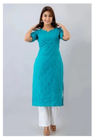 svarchi-turquoise-cotton-blend-womens-straight-kurti-m