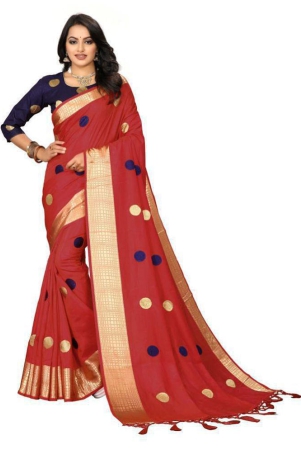 offline-selection-red-silk-blend-saree-with-blouse-piece-pack-of-1