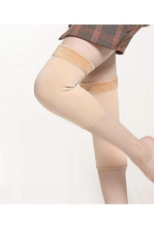 PENYAN - Beige Faux Fur Women's Mid Length Socks ( Pack of 1 ) - None