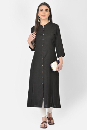 Pistaa - Black Cotton Blend Women''s Front Slit Kurti ( Pack of 1 ) - None