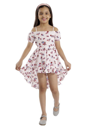 Kids Cave dress for girls fit and flare fabric- printed summercool (Color_off white, Size_3 Years to 12 Years) - None