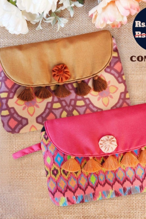 golden-pink-tiles-tassel-wallet-combo