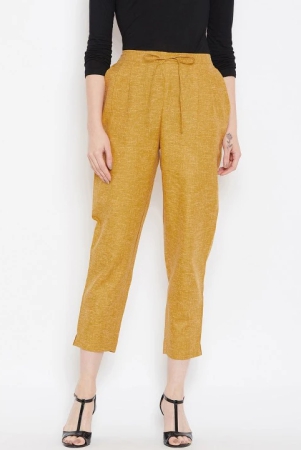 Women Mustard Yellow Textured Relaxed Trousers